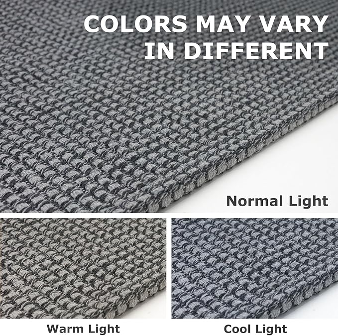 IOHOUZE Washable Runner Rug 2x5 Non Slip Runners for Hallways Entryway Runner Indoor, Kitchen Throw Rug Woven Cotton Floor Carpet for Hall Entrance Bedroom, Dark Grey