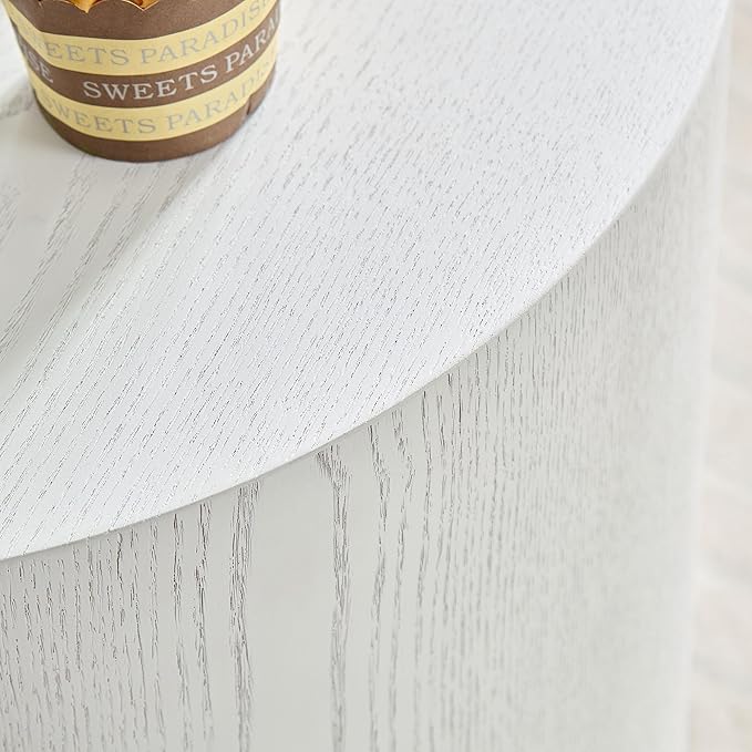 kevinplus Wood Nesting Table Round Small Coffee Tables Side Table End Table Set of 2 for Living Room Bedroom Office, No Assembly, White with Wood Grain