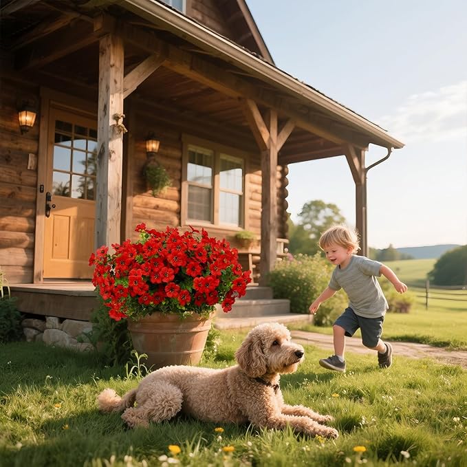 12 Bundles Artificial Flowers for Outdoor Indoor Fake Flowers uv Resistant Artificial Outdoor Flowers Fake Plants for Porch Garden Home Patio Decor (Red)