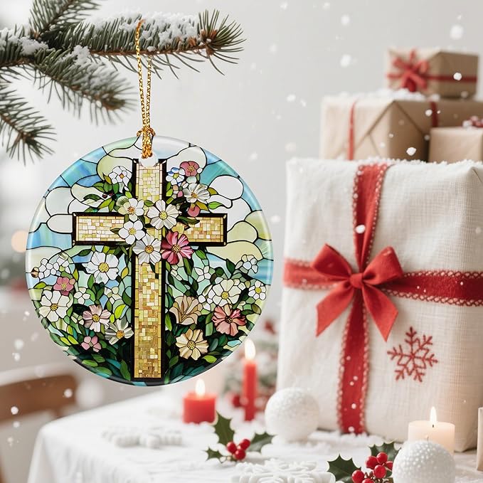 Beautiful Cross Christmas Ornaments: Christmas Tree Ornaments & Holiday Decor – Religious Gifts, Perfect Holiday Presents & Gift Ideas for Christian, Friend, Coworker, and FA
