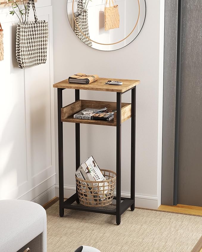 Tall Side Table Set of 2, 30 inch High End Table, Small Entryway Table, Bedside Table for Living Room, Bedroom, Office, Greige