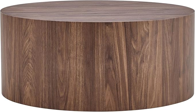 27.5" Round Wood Coffee Table, Modern Coffee Tables in Walnut Wood Finish for Living Room, Contemporary No Assembly Circle Wooden Center Cocktail Table for Bedroom, Reception Room