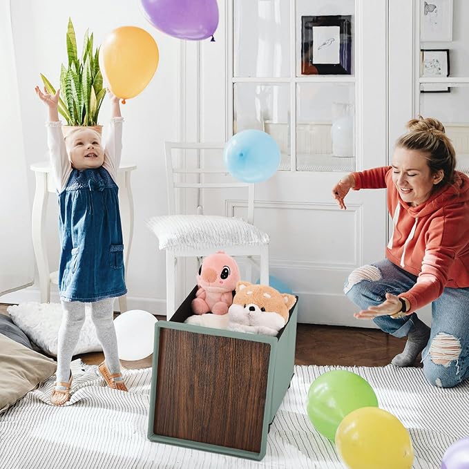 Storage Ottoman, Ottoman with Storage for Living Room Square Ottoman with Tray Lid Bedroom Storage Footstool Cube Small Ottomans Foot Rest Stool with Legs Foldable Faxu Leather 15" Inches