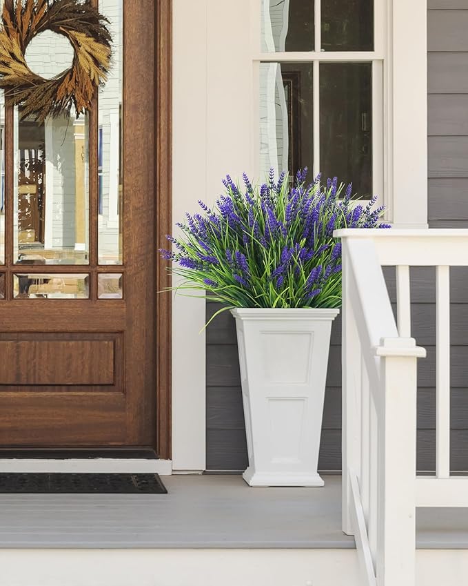 ZINHO 36 Bundles Artificial Flowers Outdoor, Faux Lavender Flowers with Grass UV Resistant Artificial Plants for Outdoor Outside Hanging Planter Window Box Garden Patio Front Porch Decor