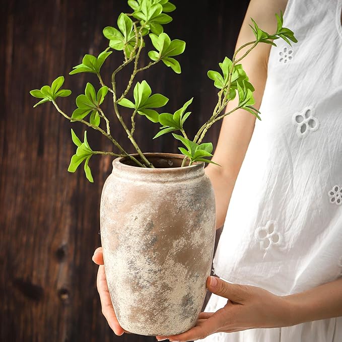 Ceramic Vintage Vase, 8.2 Inch Farmhouse Flower Vase, Decorative Vase Boho Decor for Home Decor, Living Room, Entryway, Holiday Wedding Christmas New Year Gifts