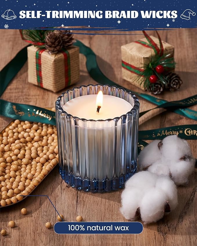 M&SENSE Mulled Cider Scented Candles, Soy Candles Non Toxic, 9.2oz Natural Organic Clean Burning Up to 60 Hours, Christmas Home Decor Gifts for Men Women