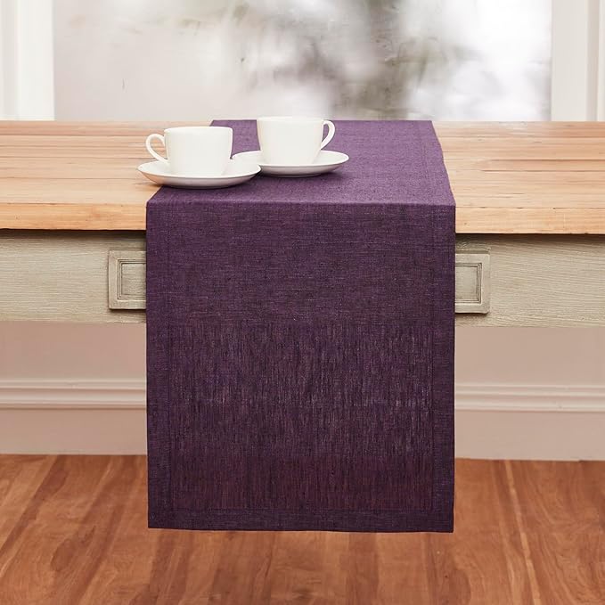 Solino Home Linen Table Runner 36 Inches - 100% Pure Linen Grape Table Runner 14 x 36 Inch Ideal for Dresser and Coffee Tables - Fall, Autumn, Halloween, Thanksgiving, Holiday - Athena