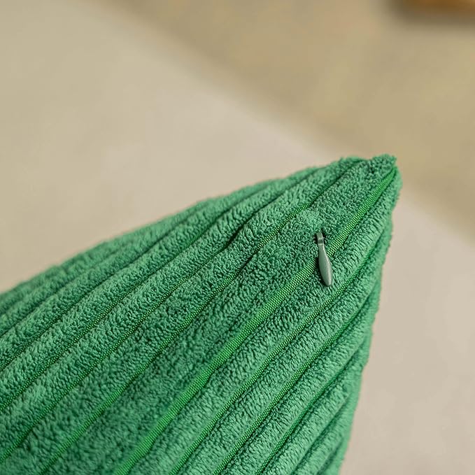 Home Brilliant Throw Spring Pillow Covers 26x26 Euro Sham Covers Super Soft Striped Corduroy Decorative for Couch Bench Sofa Bedroom Patio Furniture, Set of 2, 26 x 26 inch, Moss Green