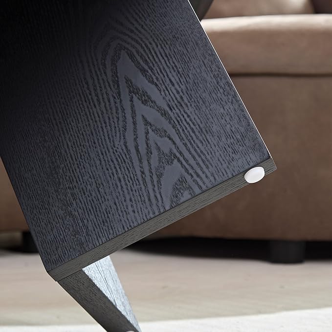 39.37'' Oval Coffee Table for Living Room, MDF Coffee Table Center Table for Bedroom, Modern Coffee Table End Table Side Table Accent Tea Table with Sturdy Pedestal for Apartment Office, Black