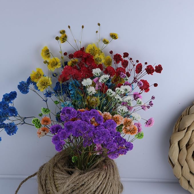 Colorful 45 Pcs Minir Baby's Breath Flowe for Resin Art / Invitations Card Decor/Bookmark Jewelry DIY Craft, Real Dried Pressed Baby Breath Flowers Bulk with 1 Tweezers.