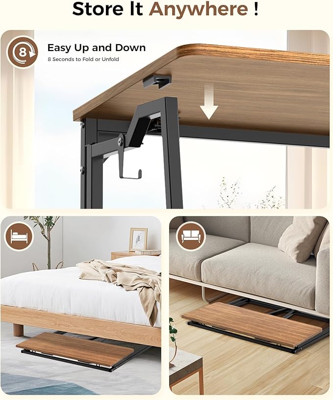 Folding Desk Small Foldable Desk for Small Space, 31.5 Inches Writing Computer Desks in Study, Home Office Foldable Office Desks for Bedroom, Rustic