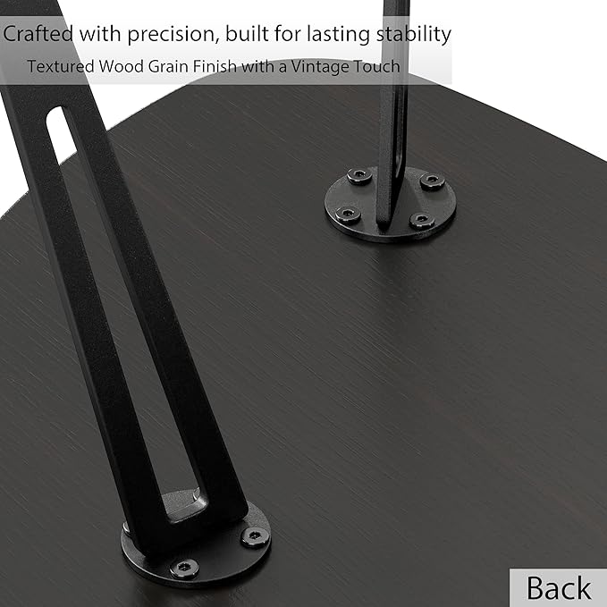 Manora Modern Simple Wood Coffee Table with Black Metal Legs, Oval Tea Table for Living Room or Office, Compact Center Table for Small Space, Dark Brown