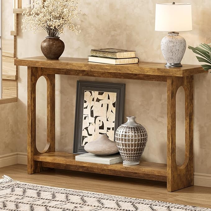Farmhouse Console Table, 55inch Wood Vintage Console Table Narrow Sofa Tables Hallway Tables for Entryway, Living Room, Foyer