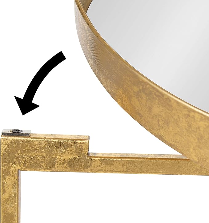 Kate and Laurel Celia Metal Foldable Round Accent Table, 18.25" x 18.25" x 22", Glass Surface and Gold Frame, Modern Minimalist Design and Detachable Magnetic Tabletop