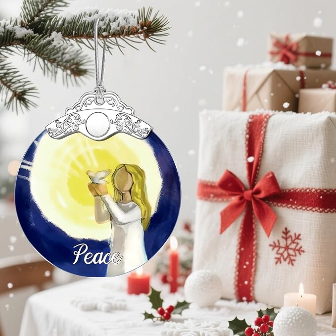 Stained Glass Peace Angel Christmas Ornament: Christmas Tree Ornaments & Decor, Holiday Decor – Holiday Presents, Gift Ideas & Gifts for Friends, Coworker, and Family