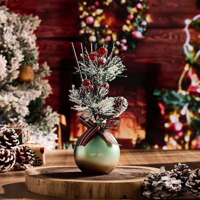 Airkeep Reed Diffuser Set, 5.07 oz(150ml) Balsam & Cedar Christmas Scented Diffuser with 8 Oil Diffuser Sticks,Home Fragrance Essential Oil Reed Diffuser for Home Room Bathroom Shelf Decor