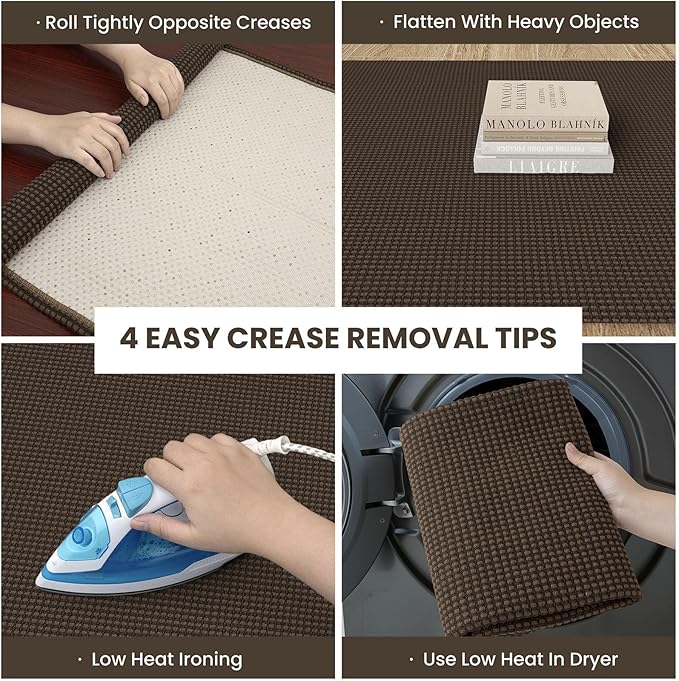 IOHOUZE Washable Exrea Long Hallway Runner Rug 3x20 Non Slip Rubber Backed Kitchen Runner Entryway Runner Indoor, Woven Rugs Floor Carpet for Kitchen Hall Entryway Stair, Brown