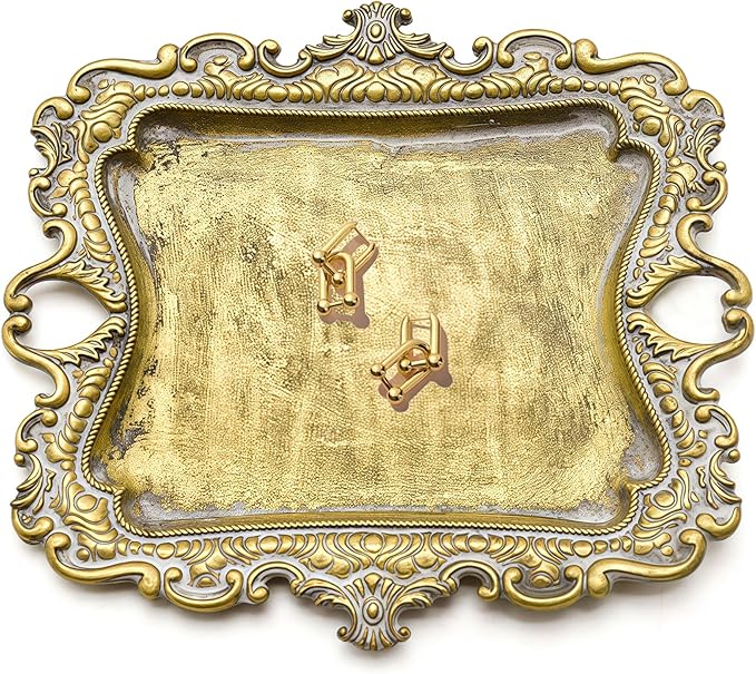 Small Antique Tray Jewelry Ring Dish, French Decor Gold Vintage Trinket Jewelry Holder, Antique Home Decor Display Trays Gifts for Women, Wedding, Birthday, for Women