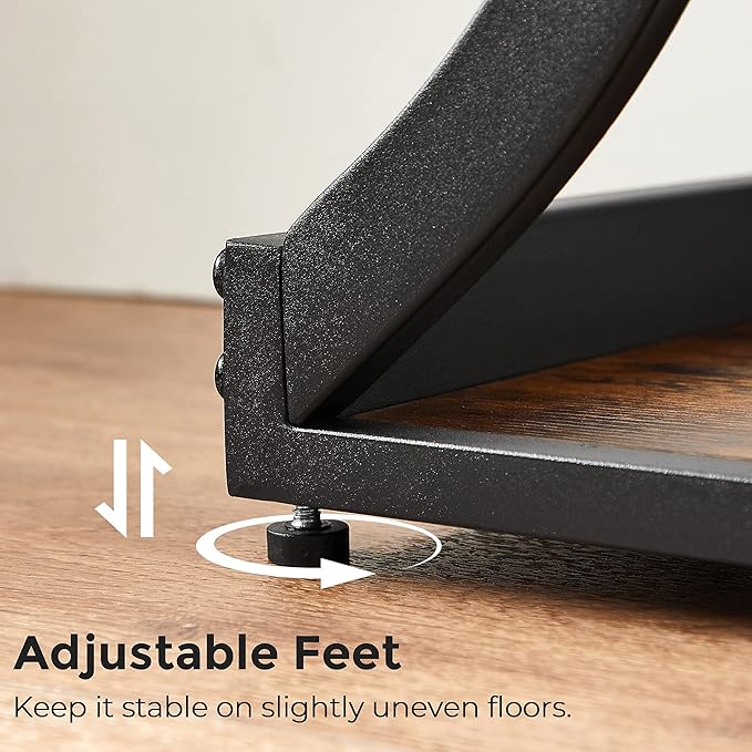 VASAGLE Console Table with Curved Frames and 2 Open Shelves, for Hallway Entryway Living Room, Rustic Brown + Black, 11.8 X 47.2 x 31.5 Inches