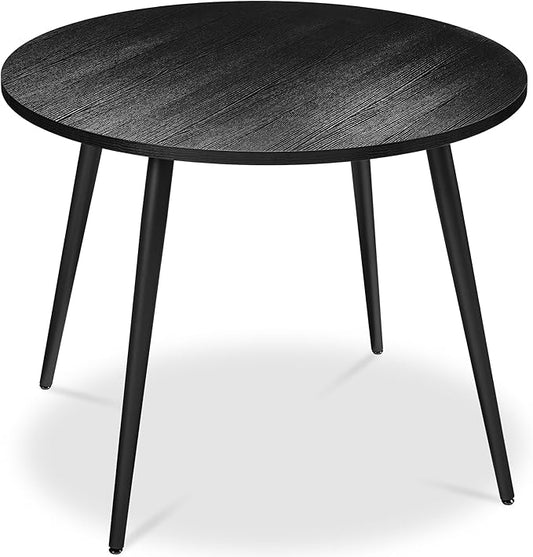 Best Choice Products Round 35.5in Dining Table for 4 w/Sturdy Wood Finish Steel Legs, Mid Century Modern, Space-Saving, Small Space Circle Dinette for Home, Kitchen, Apartment - Black