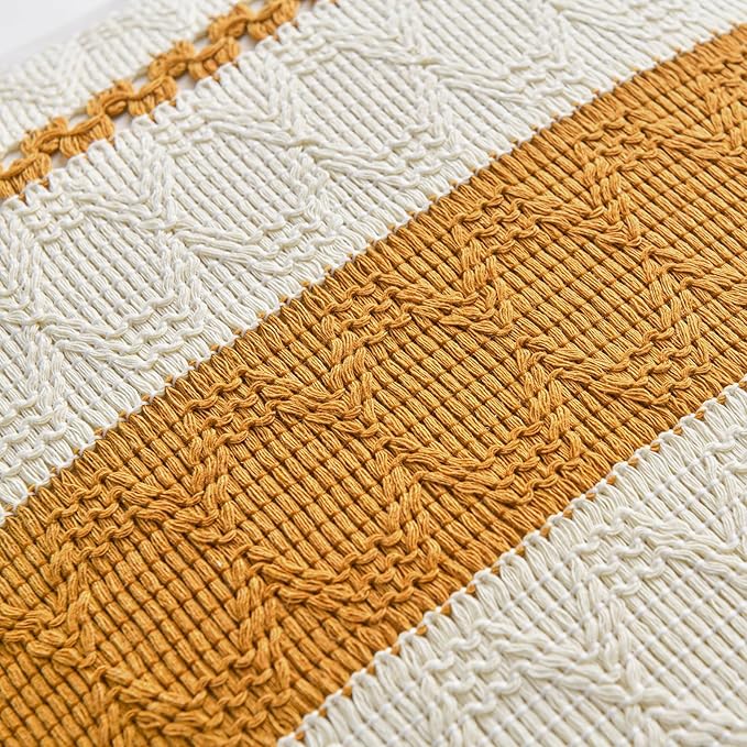 Fancy Homi Set of 2 Mustard Yellow Fall Decorative Throw Pillow Cover 18x18 Inch for Couch Bed Sofa, Autumn Halloween Thanksgiving Home Decor, Soft Cotton Aesthetic Cushion Case