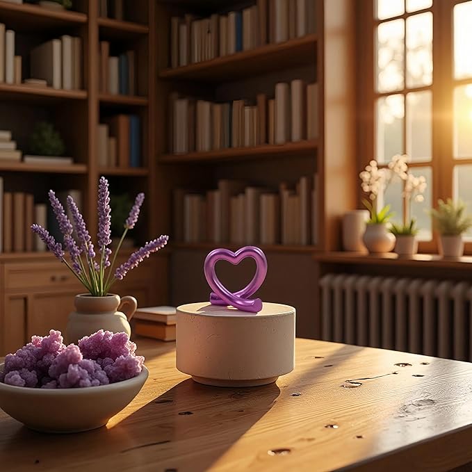 Purple Heart Sculpture – Romantic & Unique Gift for Anniversary, Valentine’s Day, Modern Decorative Figurine for Bedroom or Shelf