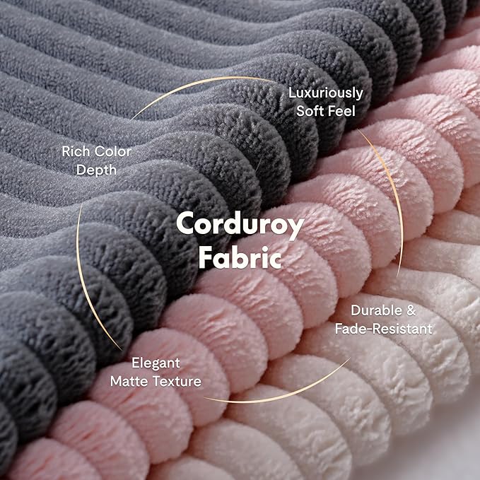 FLEXISPOT AC1 Accent Chairs Set of 2, Upholstered Mid Century Modern Corduroy Armchairs with Solid Wood Frame, Comfy Lounge Reading Chairs Farmhouse Armchairs for Living Room, Bedroom, Balcony (White)