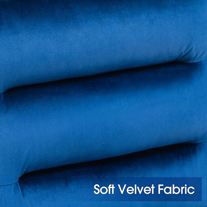 MCombo Modern Accent Chair, Velvet Club Chair, Upholstered Armchair for Small Space, Living Room & Office Reception, Fabric 4747 4750 (Chair, Blue)