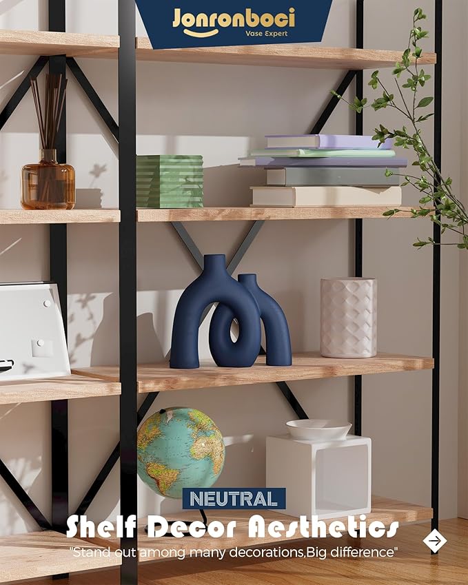 Hug Donut Decorative Vase Set - Navy Blue Vase, Modern Coastal Style Vases Home Decor, Matte Ceramic Decorations for Living Room Shelf, Bookshelf Mantle Entryway Table or Console Décor (Navy Blue)