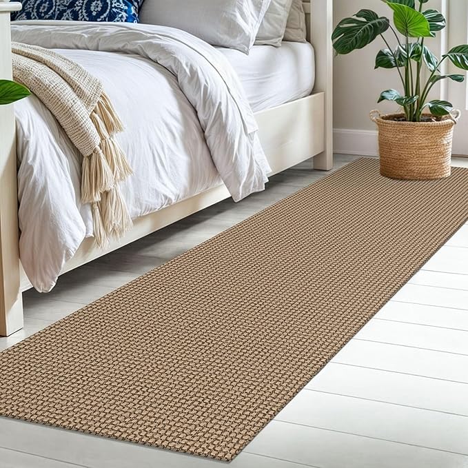 IOHOUZE Washable Runner Rug 2x7 Non Slip Rubber Backed Runners for Hallways Entryway Runner Indoor, Kitchen Rugs Woven Cotton Floor Carpet for Hall Entrance Bedroom, Orange/Tan/Brown