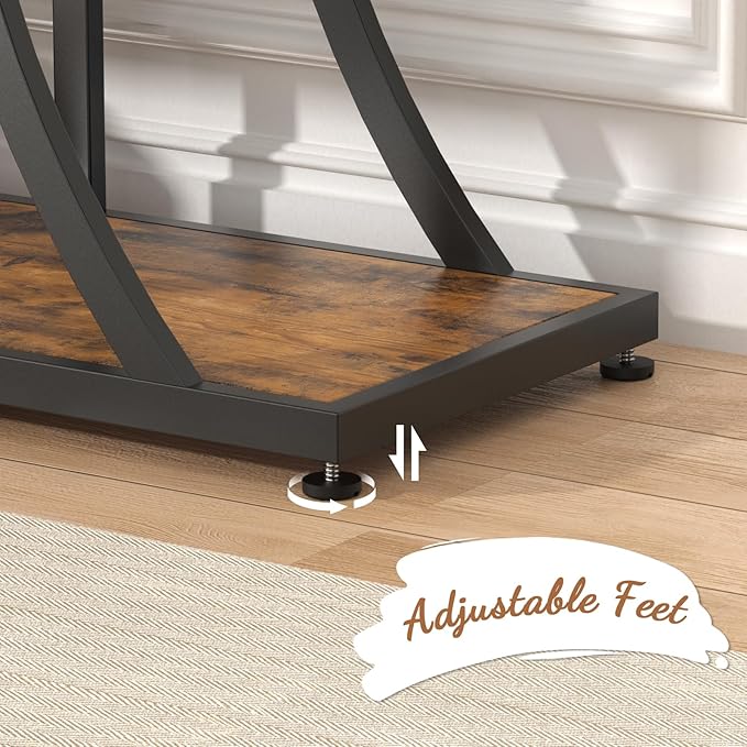 41.3" Industrial 4 - Tier Console Table with Curved Metal Frame, Narrow Long Sofa Table & Entryway Table with Storage Shelves for Living Room, Accent Table for Hallway Furniture Foyer