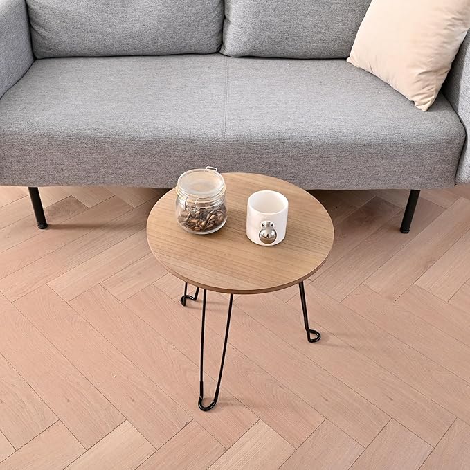 SwallowLiving Farmhouse Side Table with Metal Legs & Wooden Top - Small Wood End Table Nightstand for Living Room, Bedroom - Rustic Accent Table (16 Inch, Brown)