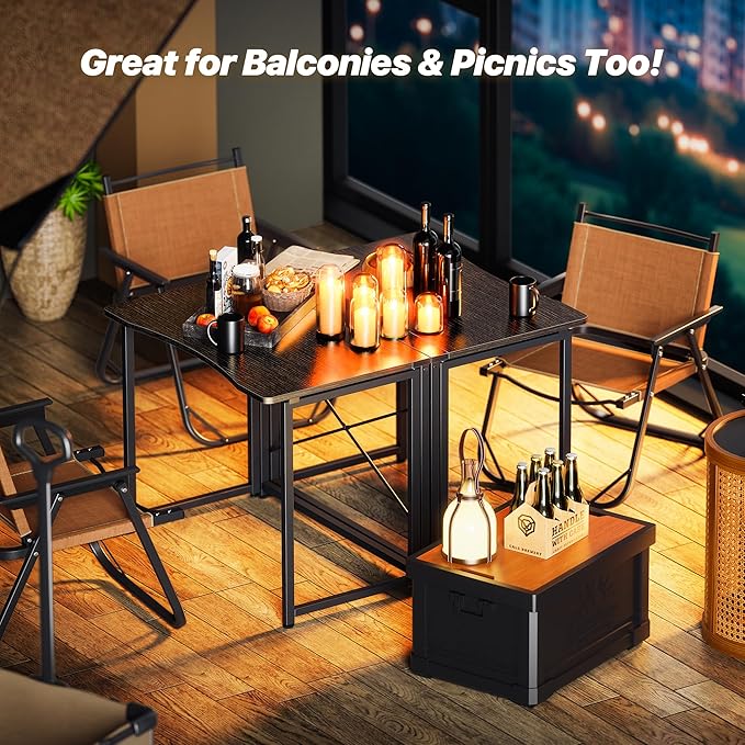 Huuger Folding Desk for Small Spaces, 31.5 Inch Foldable Computer Table, for Home Office, Study, Bedroom, Dorm, Space Saving, Small Writing Work Office Computer Desk, Easy to Fold, Black