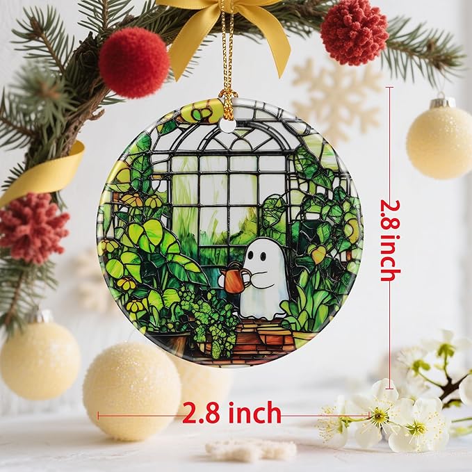 Cute Ghost Christmas Ornaments: Christmas Decorations for Tree & Holiday Decor – Holiday Presents, Gift Ideas for Friends, Coworker, Family, Plant Lover, and Gardener
