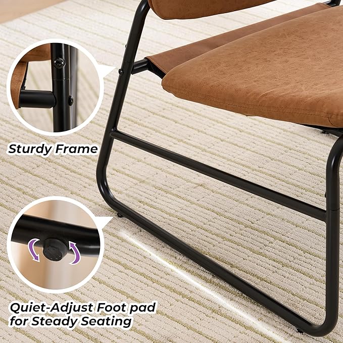 DAICO Modern Accent Chair Comfy Living Room Chair Armless Sling Accent Chairs Upholstered Side Sitting Chairs with Metal Frame for Office Reception Reading Bedroom Waiting Room, Camel