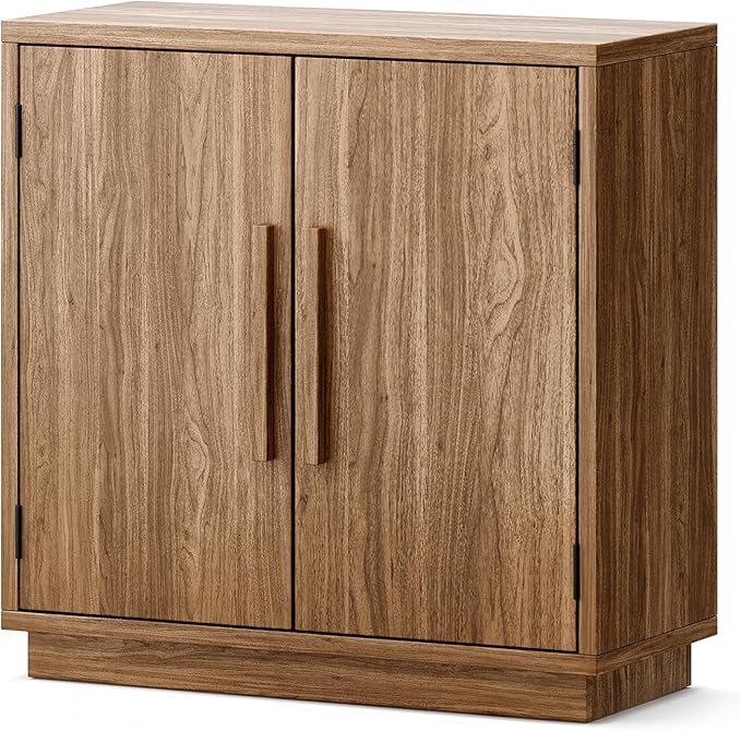 Sideboard Buffet Cabinet, Small Buffet Cabinet with Adjustable Shelf, Modular Wood Credenza Storage Console Table with 2 Magnetic Doors for Entryway, Living Room, Kitchen, Walnut, Brown