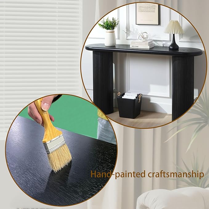 56" Wood Console Table for Entryway, Modern Sofa Table for Living Room, Narrow Hallway Table, Black