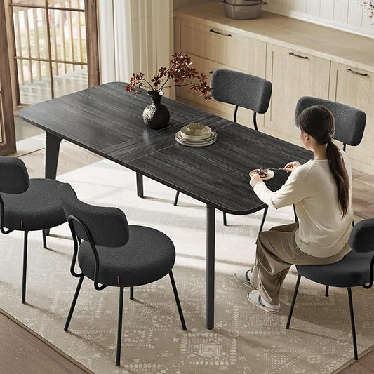 VASAGLE MAEZO Collection - Extendable Dining Table for 4/6/8, Kitchen Table with Tapered Legs, Curved Transitions, for Dining Room, Kitchen, Home Office, Charcoal Gray UKDT090B01V1