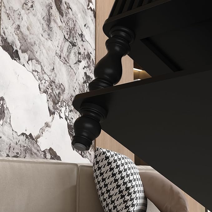 31.5" Lift Top Fluted Coffee Table with Hidden & Open Storage, Modern Square Wooden Center Table Cocktail Tea Table with Curved Safety Corners and Adjustable Height for Living Room, Black