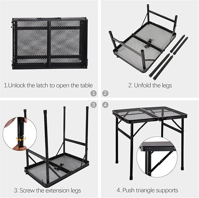 23”L×15”W×22”H Small Metal Folding Table, Camping Grill BBQ Side Table for Outdoor Garden Patio Yard- Portable Lightweight, Compact Grill Stand