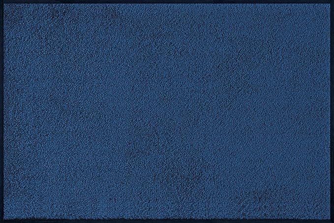 Wash and Dry Monotone Navy Blue Non-Slip Washable Doormat Rug 24x35 in (Medium)