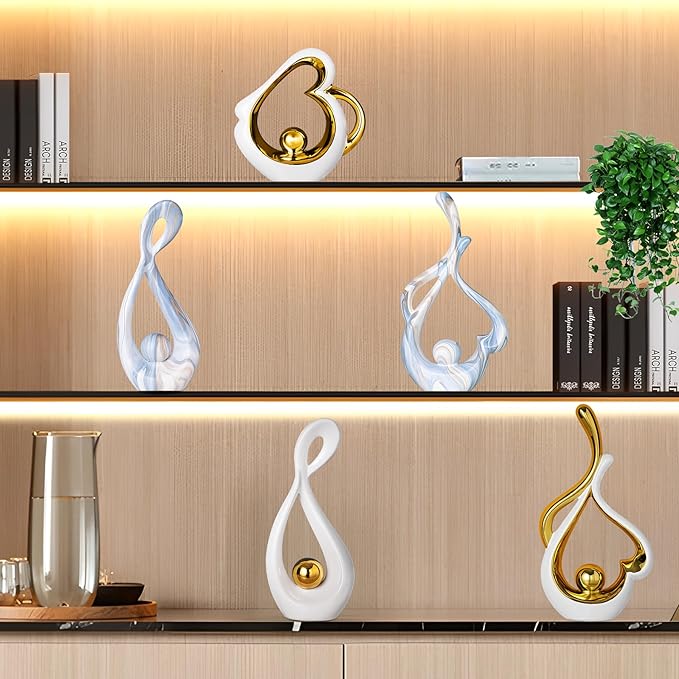 Blue Table Sculptures Home Decor, Living Room Decor Accents, Ceramic Statue Abstract Art Sculpture Table Centerpieces, Modern Shelf Decoration Entryway Table Decor