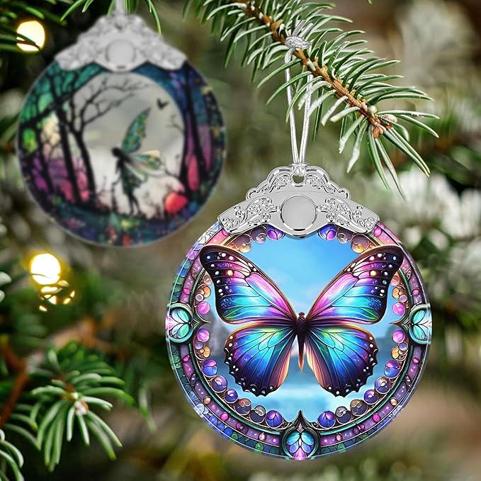Christmas Ornament - Stained Glass Butterfly - Home Decor - Holiday Present Ideas - Gift Exchange - Gorgeous Butterfly