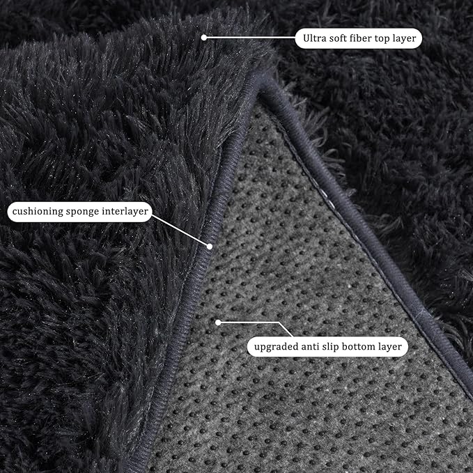 Rugs for Living Room 9x12, Soft Shaggy Modern Shag Area Rug for Bedroom, Upgrade Non-Slip Plush Fluffy Carpet for Kids Boys Girls Room Home Decor Aesthetic, Charcoal Gray