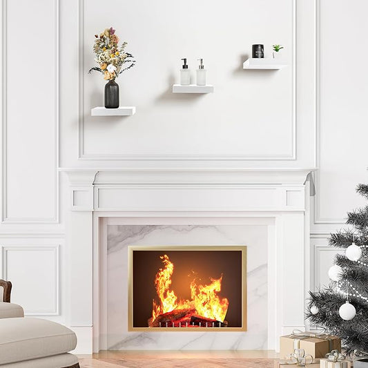 Sorbus Square Floating Shelf for Wall - 3 Small Shelves with Invisible Mounting Brackets for Living Room Decor, Bedroom, Bathroom Decor, Home & Kitchen - 9" White Wall Shelf to Display Photos Trophies