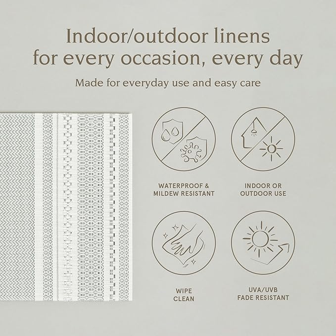 Over&Back Set of 4 Reversible Woven Placemats - Colorful Dining Room Table Mat - UVA/UVB-Proof Polypropylene - Indoor and Outdoor Kitchen and Home Decor - Striped - Green - Rectangle