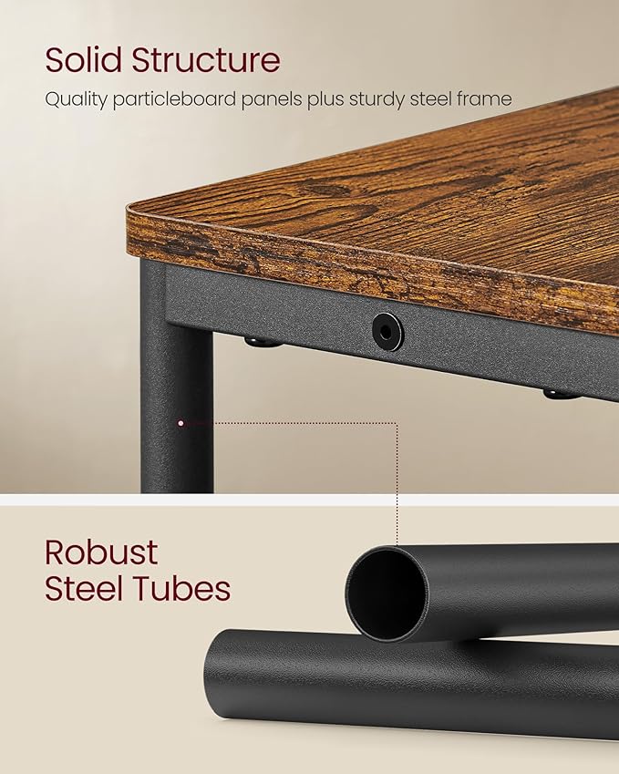 VASAGLE Side Tables with Charging Station, Set of 2 Narrow End Tables, 3-Tier Nightstands, Sofa Tables for Small Spaces, for Living Room, Bedroom, Study, Rustic Brown and Ink Black ULET664K01