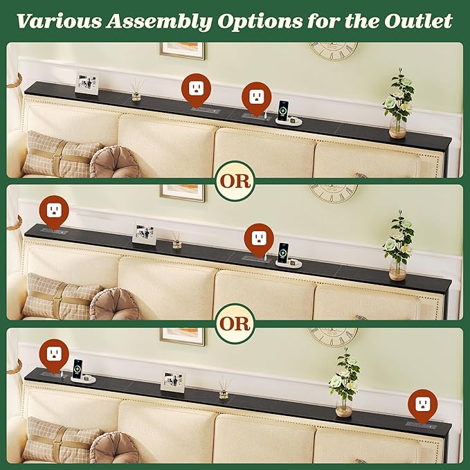 SUPERJARE 102.4 Inch Sofa Table with Power Outlets and USB-C Ports, 5.9 Inch Narrow Console Tables, Entryway Hallway Couch Tables with Storage, Behind Sofa, Small Spaces, Living Room, Black