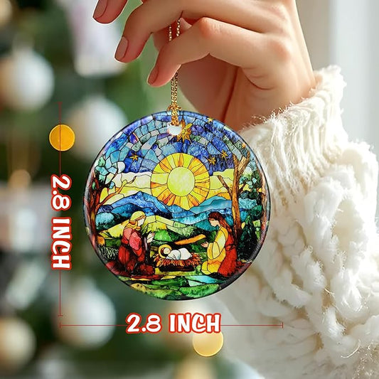 Nativity Scene Ornament: Christmas Ornaments, Religious Christmas Decorations for Tree, Catholic Ornament & Christian Holiday Decor | Religious Gifts, Christian Gifts - Design F