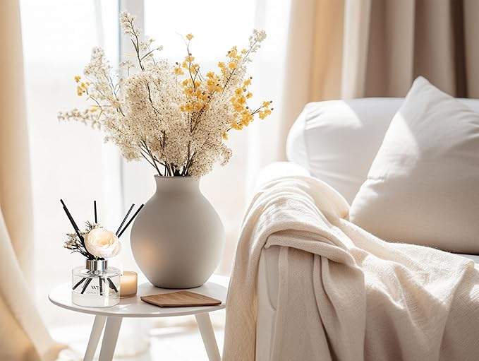 Flower Reed Diffuser Set Sandalwood Rose Scent for Bathroom Accessories Shelf Decor & Air Fresheners, Sticks Defusers with 5.1 fl oz Essential Oils & Leaves, House Bedroom Office Decor & Gifts